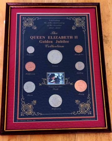 Image 2 of QUEEN ELIZABETH II JUBILEE COLLECTION IN A WOODEN FRAME.