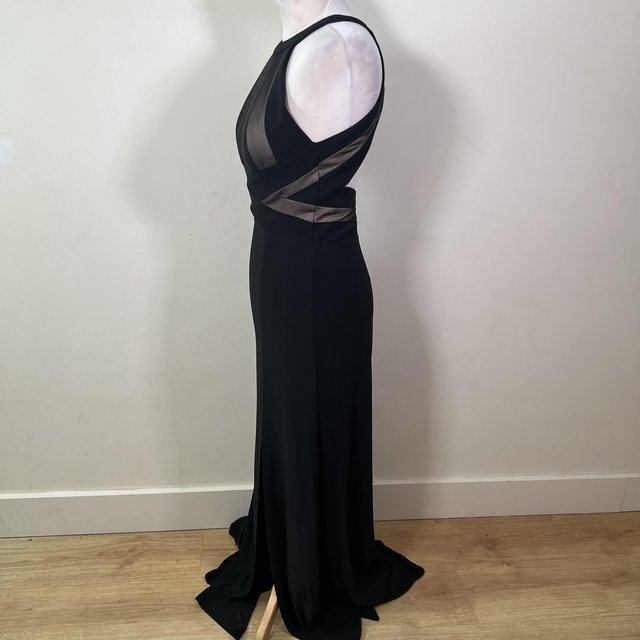 Preview of the first image of Morgan & Co long dress Gown Prom Occasion Cut Out Black 3/4.