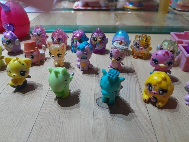 Preview of the first image of All different Hatchimals with accessories.