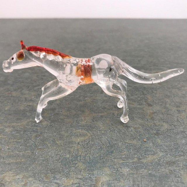Preview of the first image of Vintage 1960's handmade glass horse, repair..