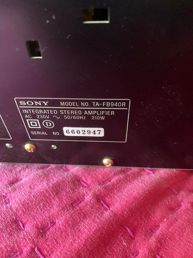 Preview of the first image of Sony Stereo Amplifier model TA-FB940R spares or repair.