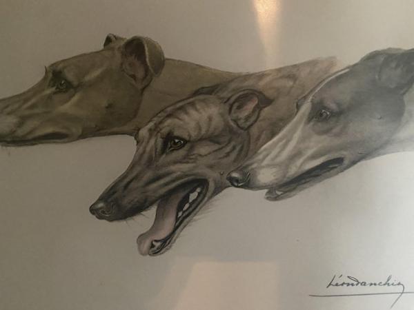 Image 2 of Framed picture of three greyhounds