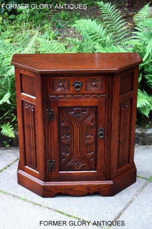 Image 65 of OLD CHARM TUDOR OAK CANTED HALL TABLE CABINET CUPBOARD STAND