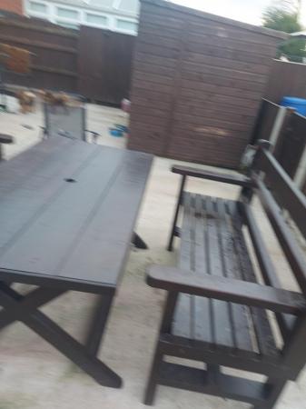 Image 2 of Garden wooden heavy duty table with two benches