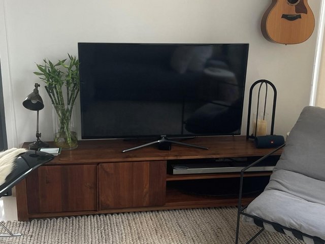 Preview of the first image of TV cabinet in solid teak wood.