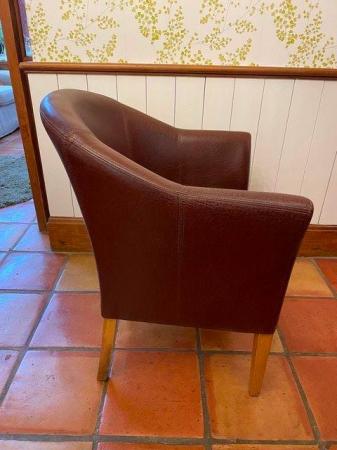 Image 3 of Faux Leather Tub Chair Brown Like New