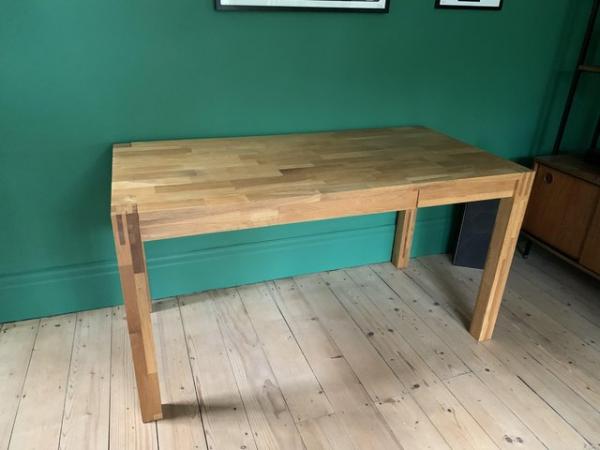 Image 1 of Solid oak desk with drawer