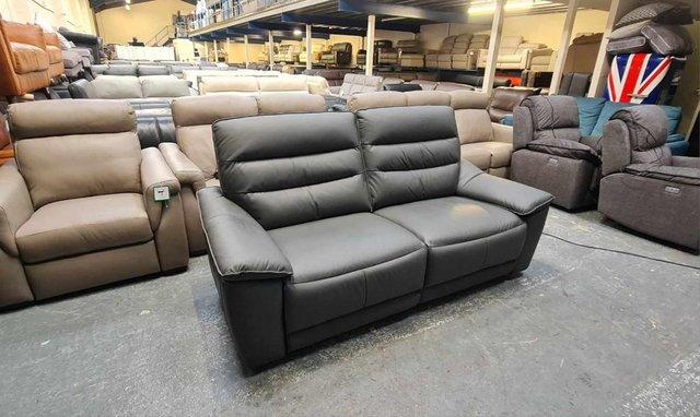 Image 13 of Carter grey leather electric recliner 3 seater sofa