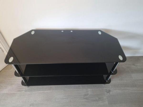 Image 2 of TV/DVD Stand in Black Glass/Chrome