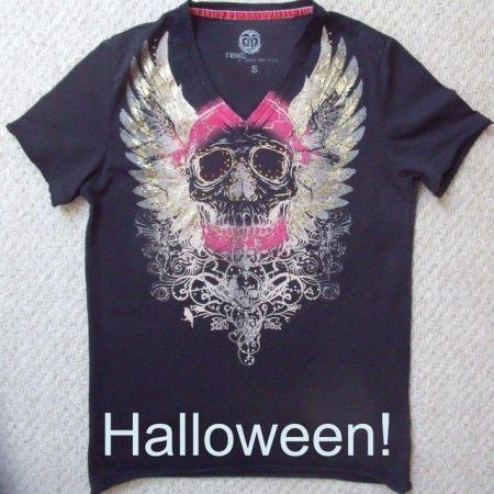 Image 1 of Next man black skull t-shirt.Size small. Can post