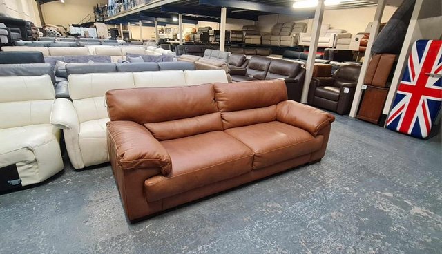 Image 3 of Ex-display Santino apollo tan leather 3 seater sofa