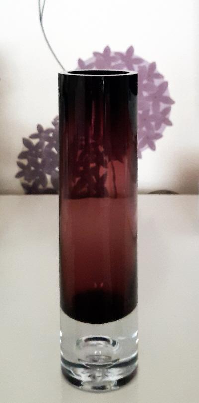 Preview of the first image of Vintage Scandinavian Amethyst Cylinder Vase.  BX16.