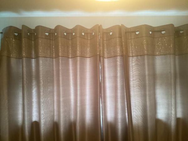 Image 2 of Champagne colour sequin curtains & cushions