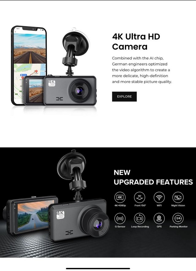 Preview of the first image of Dashwiser 4K ultra HD dash cam.