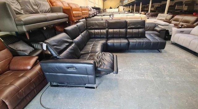 Image 9 of Ex-display Packham black leather recliner corner sofa
