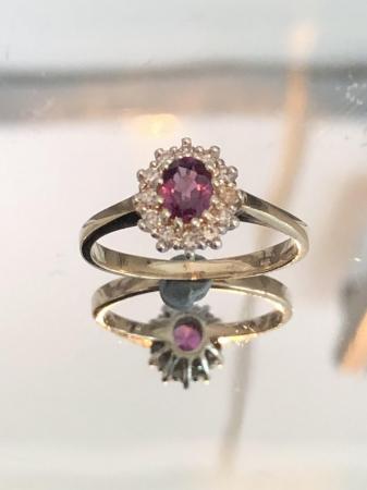 Image 3 of Ruby, Diamonds & Solid Gold Eternity / Promise Ring Hallmark