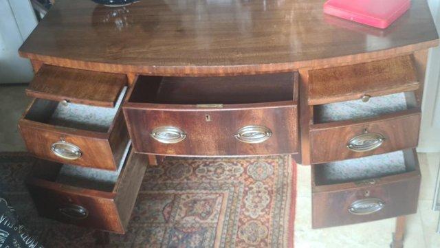 Image 3 of Antique Georgian Mahogany Desk/Sideboard with 5 Drawers