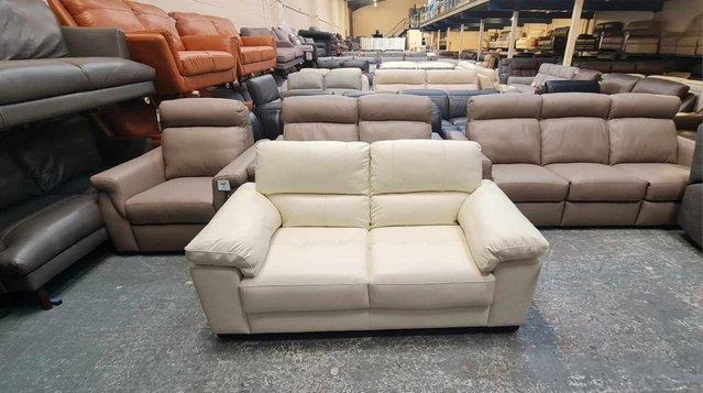 Preview of the first image of Ex-display Turin light cream leather 2 seater sofa.