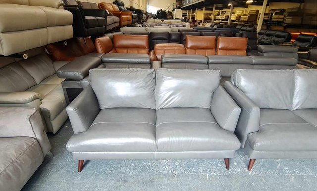 Image 3 of Ex-display Angelo grey leather 3+2 seater sofas
