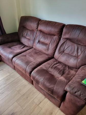 Image 1 of 2x 3 seater recliner sofas