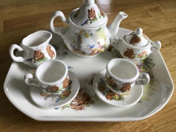 Image 2 of Miniature porcelain tea set and tray