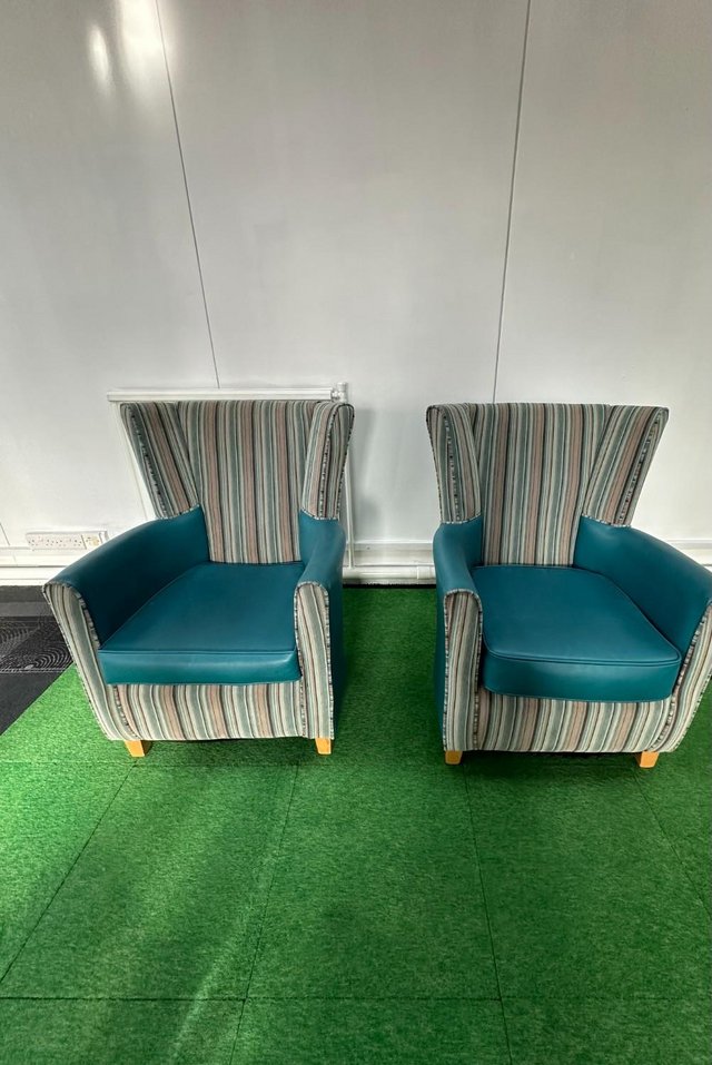 Preview of the first image of Set of two blue armchairs.