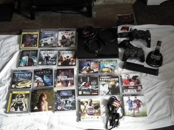 Image 1 of PS3 slim with 19 games, controllers etc