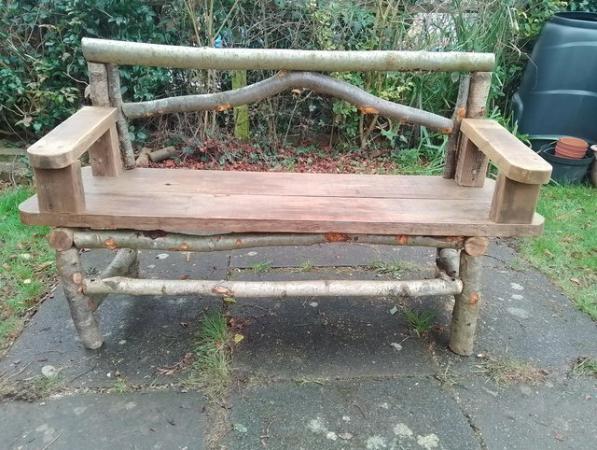 Image 3 of Handcrafted Rustic Memorial Pet Bench