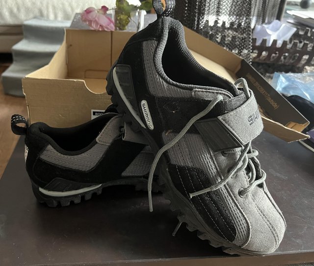 Preview of the first image of Shimano clip on cycling shoes size 40.