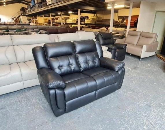 Image 7 of La-z-boy Phoenix black leather 2 seater sofa