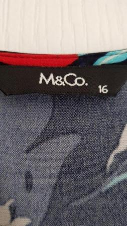 Image 2 of M & Co Navy V Neck Dress with tie belt