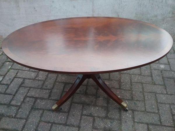 Image 3 of Pedestal Coffee Table on brass castors