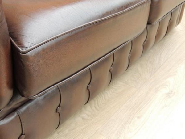 Image 7 of Saxon Chesterfield Antique Brown Sofa (UK Delivery)
