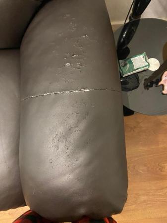 Image 2 of Free!! Brown 3 Seater faux leather sofa in good condition