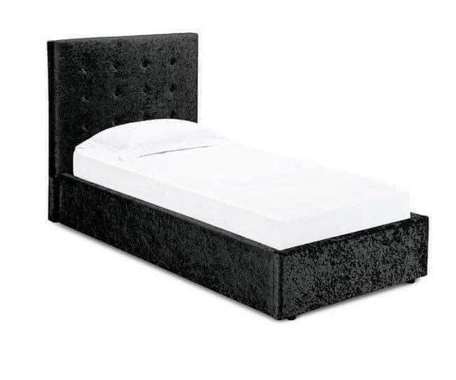 Preview of the first image of Single Rimini black ottoman bed frame.