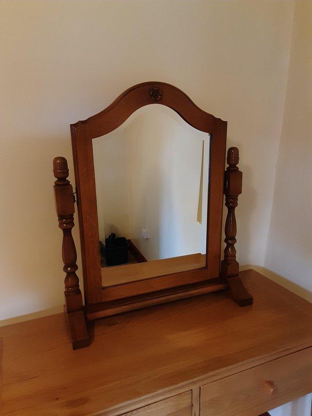 Preview of the first image of Mirror on a stand, light pine.