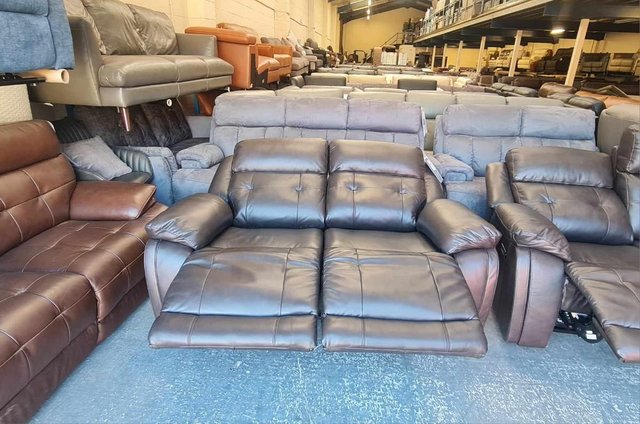 Image 14 of La-z-boy brown leather electric recliner 3+2 seater sofa