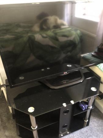 Image 1 of 40”LG Freeview Television and Glass Stand