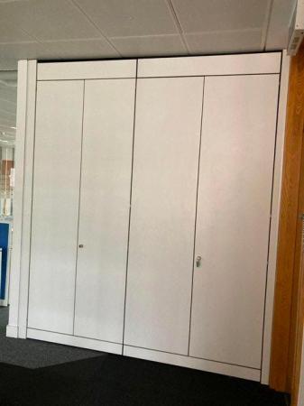 Image 3 of Lockable 4 door white office tall double cupboards/storage