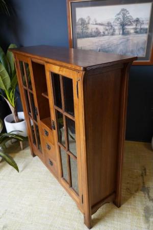Image 6 of Old Charm Style Solid Oak Dresser Very Heavy Display Cabinet