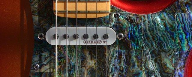 Image 6 of Fender American Strat Deluxe - Sunset + Abalone Scratchplate