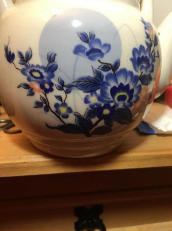 Image 1 of Tea Pot Ornament Grey and blue