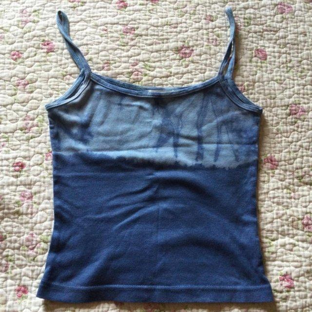 Preview of the first image of Sz10 Vtg 80s/90s TOP SHOP Blue Fade Cami Strappy Top.