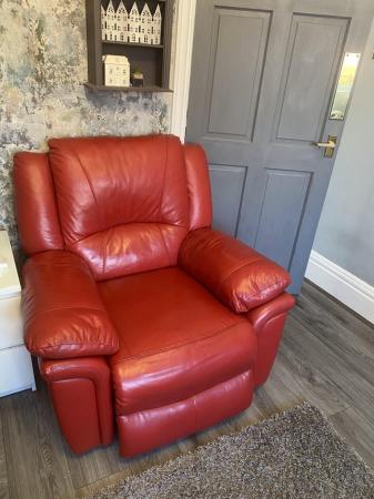 Image 1 of Two seater and chair leather electric recliners