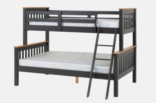Preview of the first image of NEPTUNE TRIPLE SLEEPER BUNK BED GREY/OAK / WINCHESTER MATS.