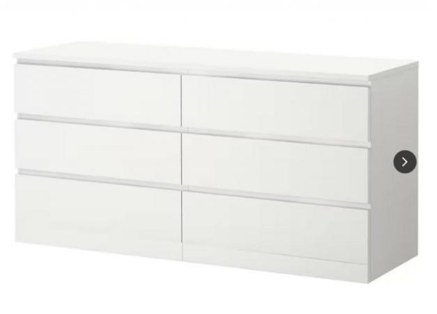 Image 1 of MALM chest of 6 drawers. white