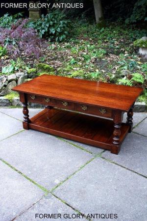 Image 51 of TAYLOR & Co STRESSED OAK THREE DRAWER POTBOARD COFFEE TABLE