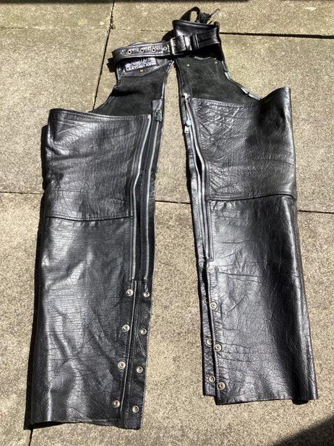 Preview of the first image of Real leather unisex chaps - Size Medium.