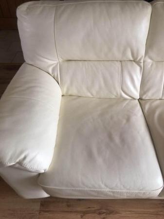Image 1 of Cream Leather 3 Seater Sofa