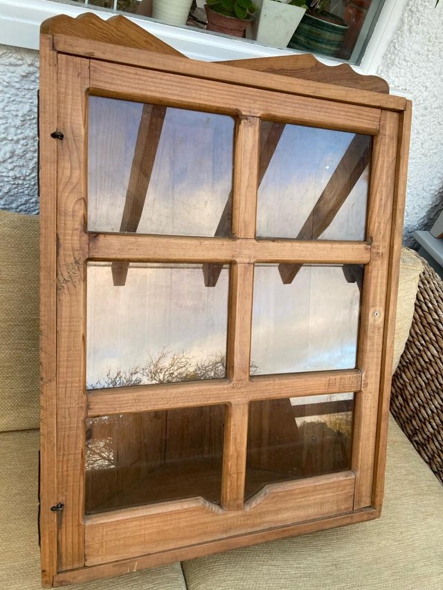 Preview of the first image of Vintage Corner Cabinet with glass doors.